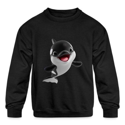 Smiling Cartoon Baby Orca - Kids' Crewneck Sweatshirt