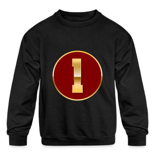 Number 1 in Gold Varsity Font - Kids' Crewneck Sweatshirt
