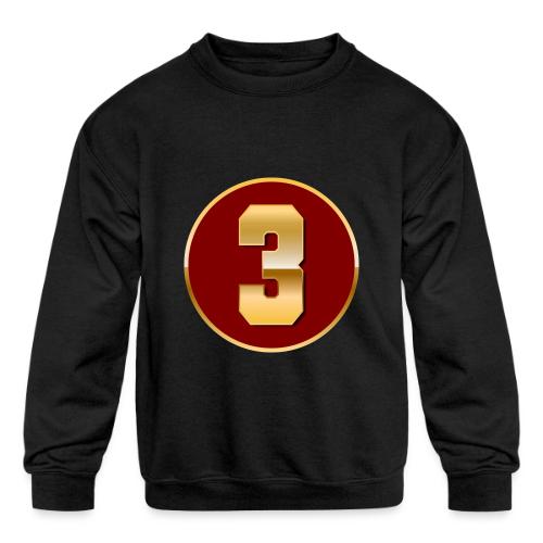 Number 3 in Gold Varsity Font - Kids' Crewneck Sweatshirt