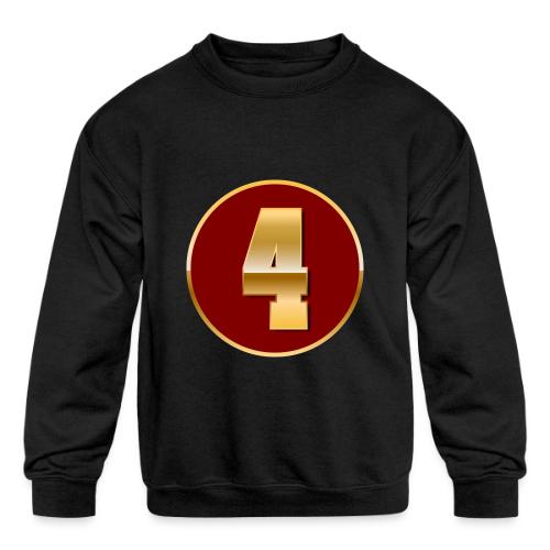 Number 4 in Gold Varsity Font - Kids' Crewneck Sweatshirt
