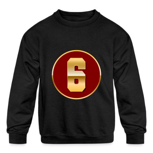 Number 6 in Gold Varsity Font - Kids' Crewneck Sweatshirt