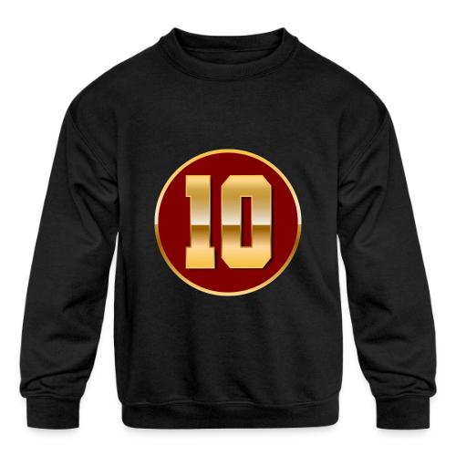 Number 10 in Gold Varsity Font - Kids' Crewneck Sweatshirt