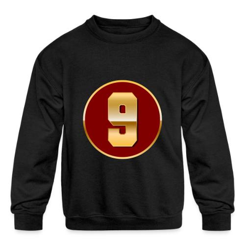 Number 9 in Gold Varsity Font - Kids' Crewneck Sweatshirt
