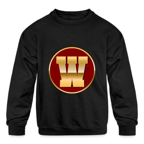 Letter W – Capital Varsity Alphabet Monogram - Kids' Crewneck Sweatshirt