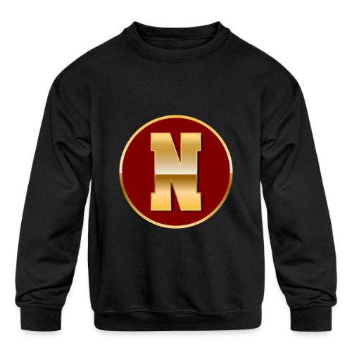 Letter N – Capital Varsity Alphabet Monogram - Kids' Crewneck Sweatshirt