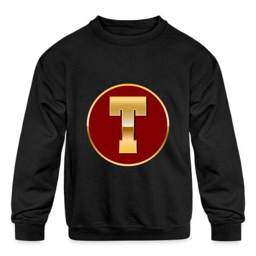 Letter T – Capital Varsity Alphabet Monogram - Kids' Crewneck Sweatshirt