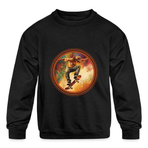 Skateboarding Mode On - Kids' Crewneck Sweatshirt