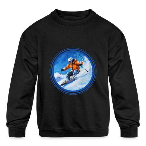 Skiing: On the Edge - Kids' Crewneck Sweatshirt