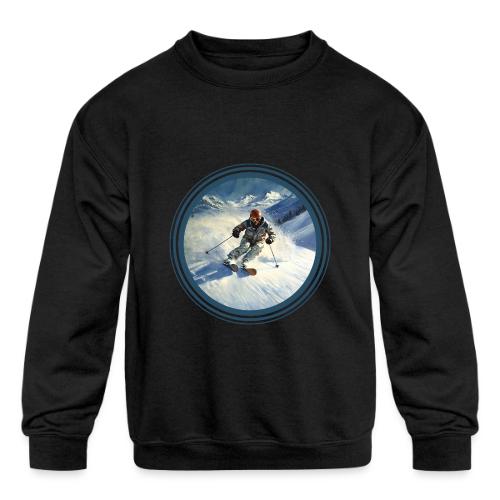 Skiing Power Moves - Kids' Crewneck Sweatshirt