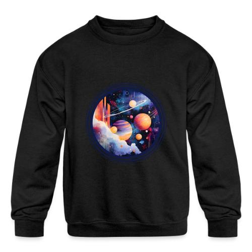 Floating Planetscape - Kids' Crewneck Sweatshirt