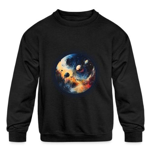Chaotic Color Planets - Kids' Crewneck Sweatshirt