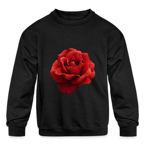 Rose: Crimson Dew Bloom - Kids' Crewneck Sweatshirt