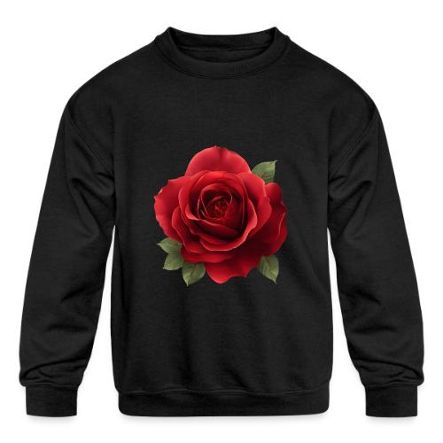 Rose: Crimson Bloom Elegance - Kids' Crewneck Sweatshirt
