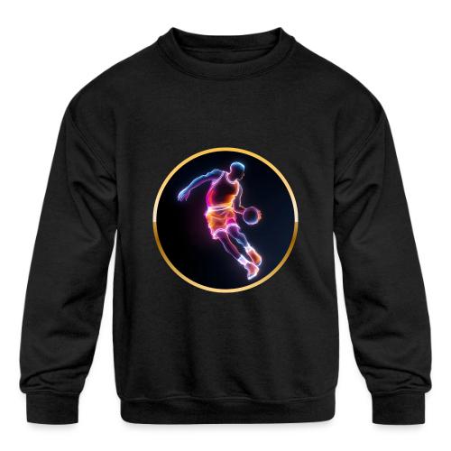Neon Basketball Player - Kids' Crewneck Sweatshirt