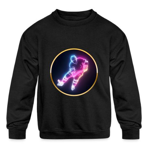 Hockey: Neon Ice Striker - Kids' Crewneck Sweatshirt