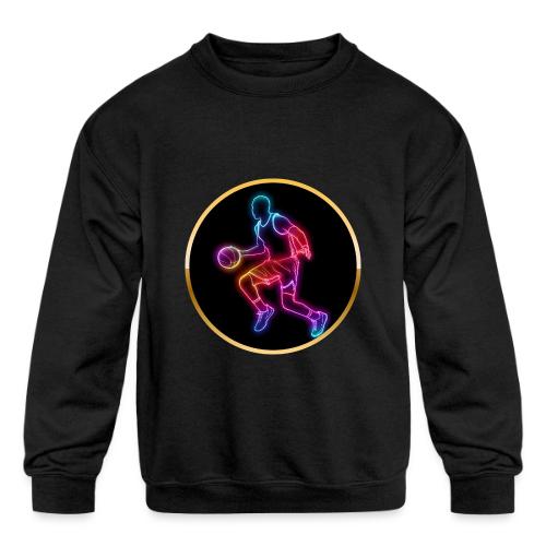 Basketball: Neon Dribble Pulse - Kids' Crewneck Sweatshirt