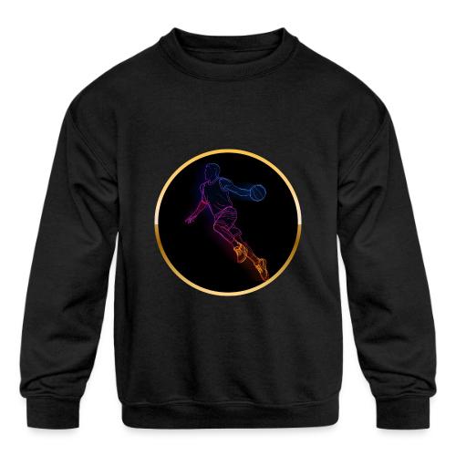 Basketball: Neon Jump Shot - Kids' Crewneck Sweatshirt