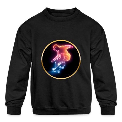 Skateboarding: Golden Trick Rider - Kids' Crewneck Sweatshirt