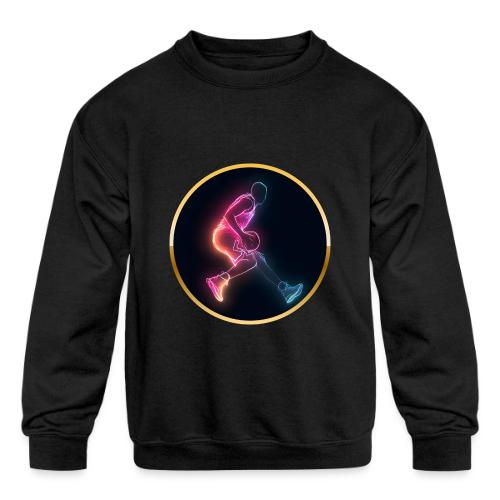 Basketball: Golden Court Glow - Kids' Crewneck Sweatshirt