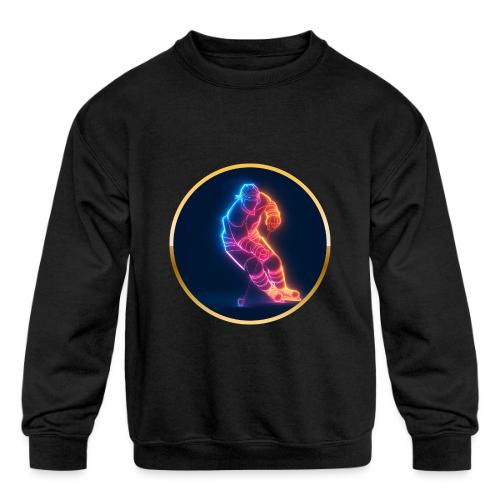 Hockey: Neon Hockey Sketch - Kids' Crewneck Sweatshirt