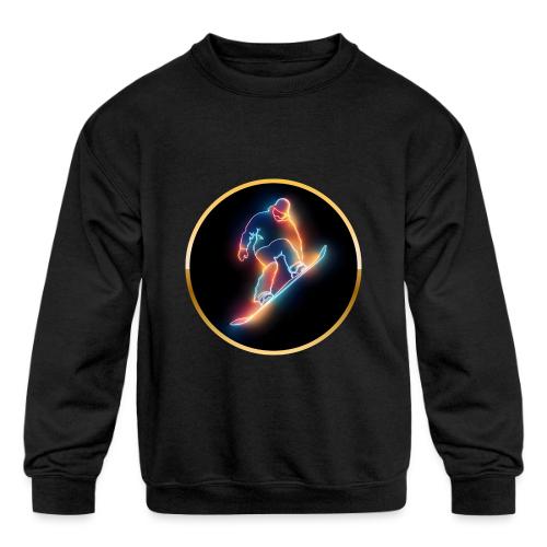 Golden Neon Snowboard - Kids' Crewneck Sweatshirt