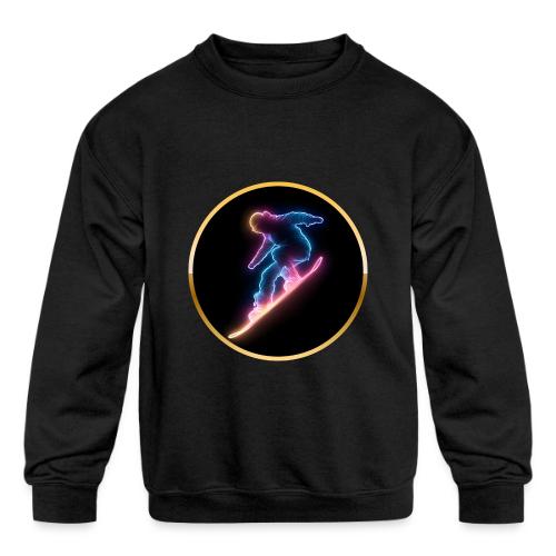 Snowboarding: Neon Snow Drift - Kids' Crewneck Sweatshirt