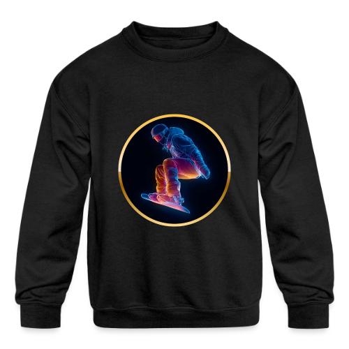 Snowboarding: Arctic Neon Leap - Kids' Crewneck Sweatshirt