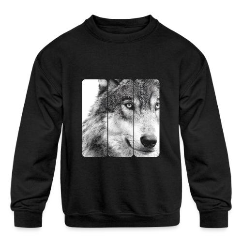 Wolf Face Triptych: Silent Alpha - Kids' Crewneck Sweatshirt