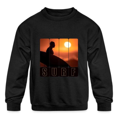 Surfing: Sunset Surf Panels - Kids' Crewneck Sweatshirt