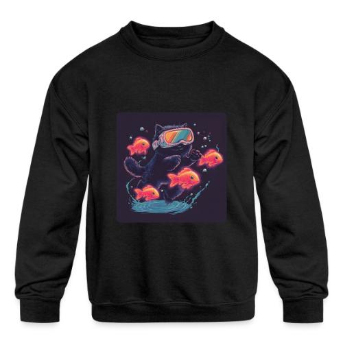 Cyber Cat Splash - Kids' Crewneck Sweatshirt