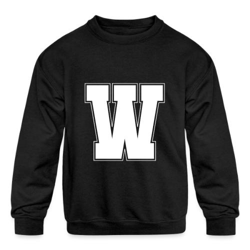 White Letter W – Varsity Alphabet Monogram - Kids' Crewneck Sweatshirt