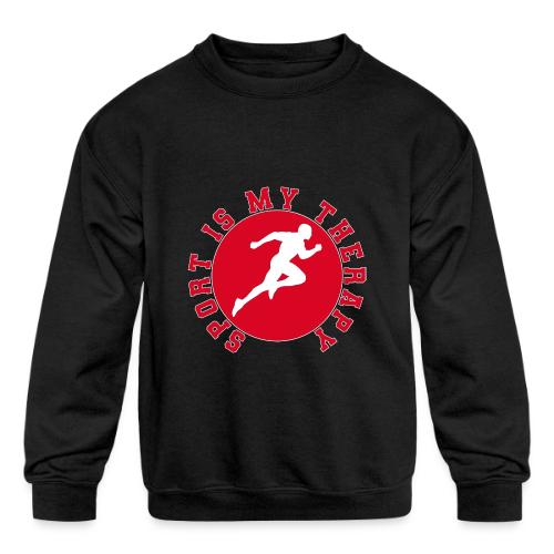 Sport Is My Therapy – Running Motivation Badge - Kids' Crewneck Sweatshirt