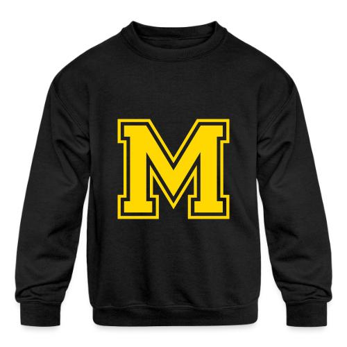 Letter M – Capital Athletic Alphabet Monogram - Kids' Crewneck Sweatshirt