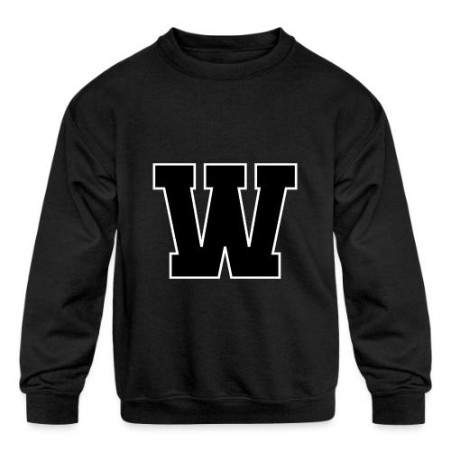 Varsity Letter W Collegiate Font Design - Kids' Crewneck Sweatshirt