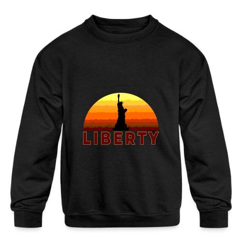 USA: Sunset Liberty Bold - Kids' Crewneck Sweatshirt