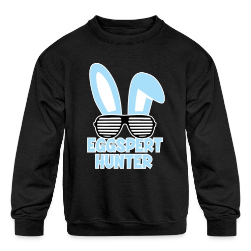 Eggspert Hunter Easter Bunny with Sunglasses - Kids' Crewneck Sweatshirt