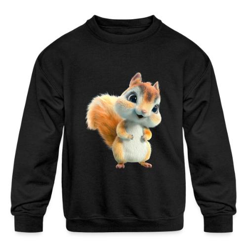 Adorable Cartoon Baby Squirrel Smiling - Kids' Crewneck Sweatshirt