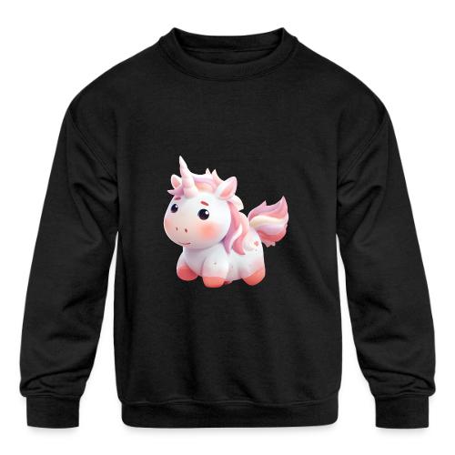 Sweet Cartoon Pink Unicorn - Kids' Crewneck Sweatshirt