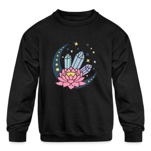 Half A Moon, Healing Crystals Lotus Flower - Kids' Crewneck Sweatshirt