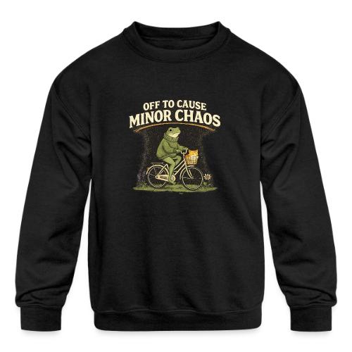 Minor Chaos Vintage Frog and Cat on Bicycle - Kids' Crewneck Sweatshirt