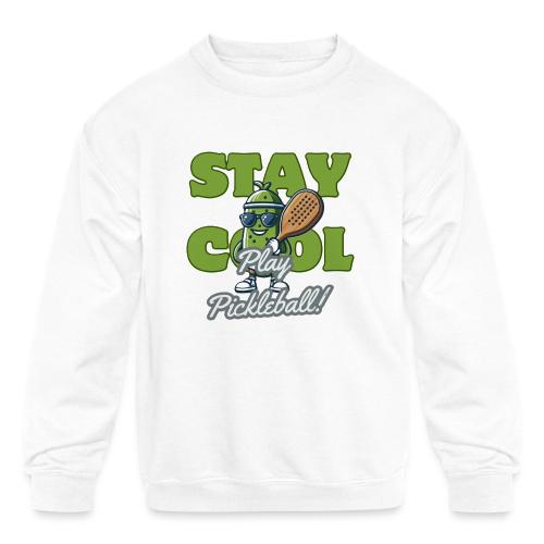 Show Your Pickleball Love - Sporty Cartoon Pickle - Kids' Crewneck Sweatshirt