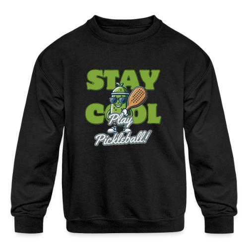 Show Your Pickleball Love - Sporty Cartoon Pickle - Kids' Crewneck Sweatshirt