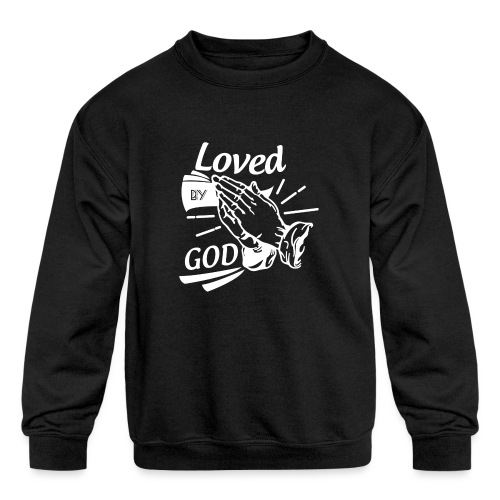 Loved By God - Alt. Design (White Letters) - Kids' Crewneck Sweatshirt
