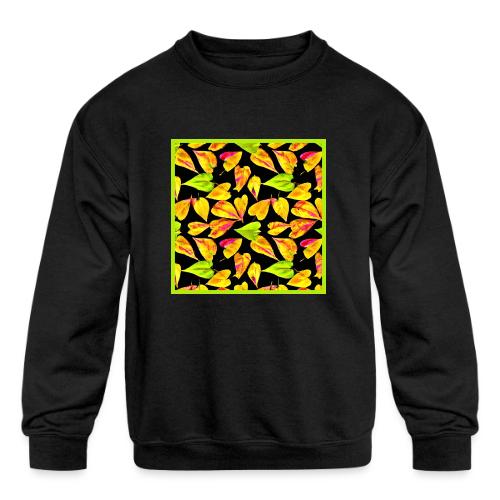 Neon Leaf Art Elegance - Kids' Crewneck Sweatshirt