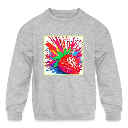 Splatter Strawberry Splash - Kids' Crewneck Sweatshirt