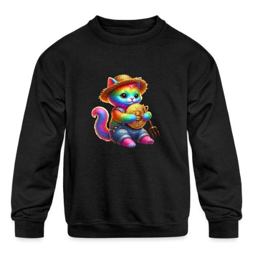 Reneck ColoredCryptoCat Farmer - Kids' Crewneck Sweatshirt