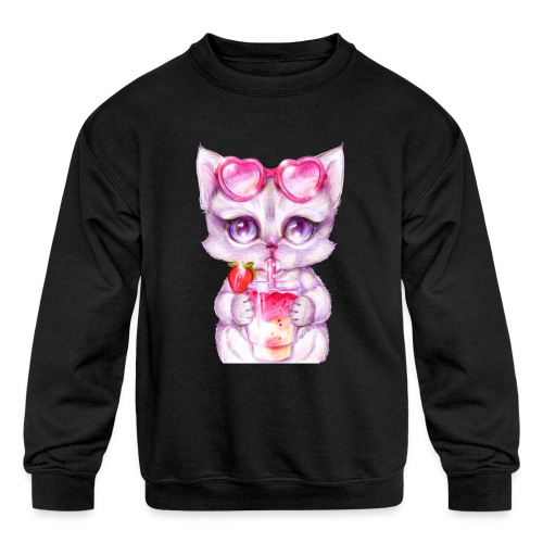 Summer Kitty - Kids' Crewneck Sweatshirt
