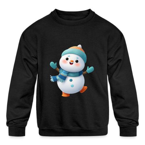 Joyful Cartoon Snowman Arms Up - Kids' Crewneck Sweatshirt