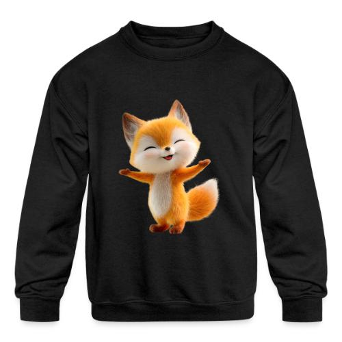 Cute 3D Cartoon Fox Standing Arms Up - Kids' Crewneck Sweatshirt