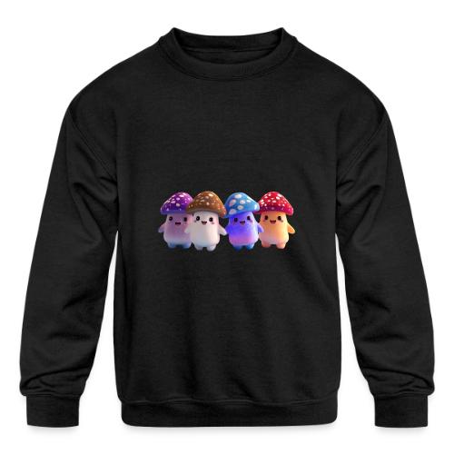 Colorful Cartoon Mushroom Quartet - Kids' Crewneck Sweatshirt